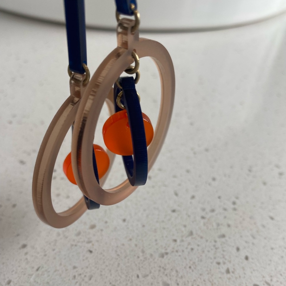 Dangly Blue and Orange Earrings